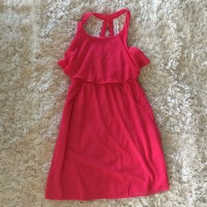 Cute pink dress by Paper Doll. Has lace in back.